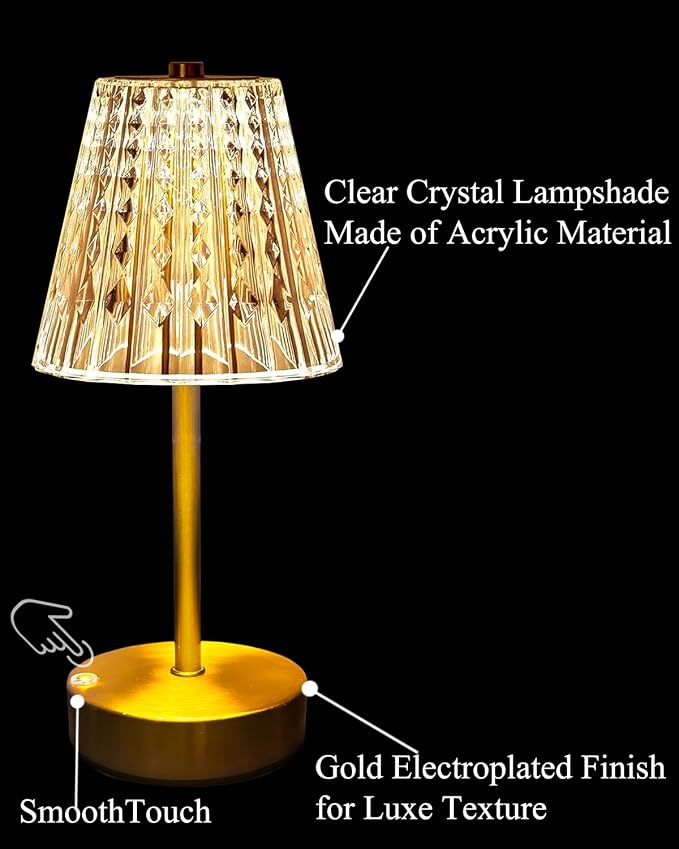 Set of 2 Rechargeable Table Lamps-Small Size Battery Powered Lamps-Cordless - Image 7
