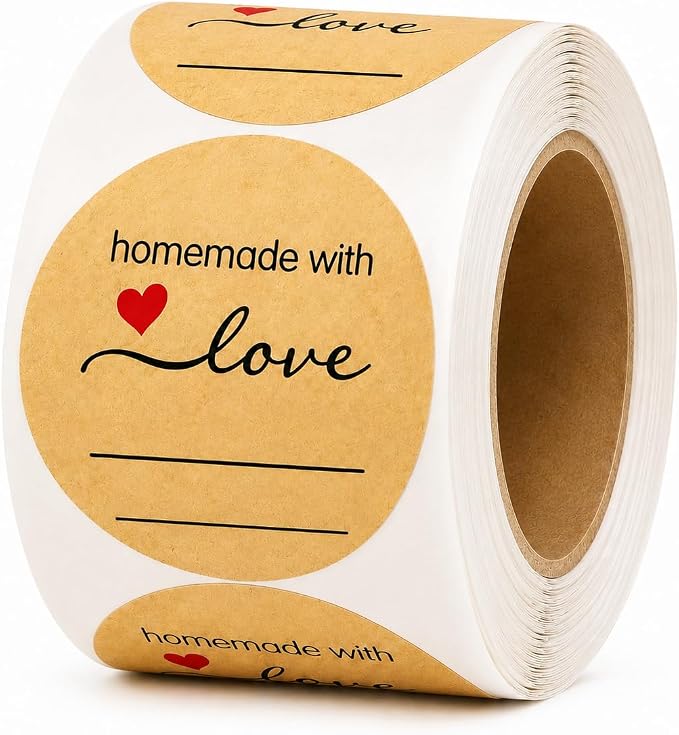 500 Kraft Canning Labels 2 Inch Round Sticker Labels, Homemade by IBAKE