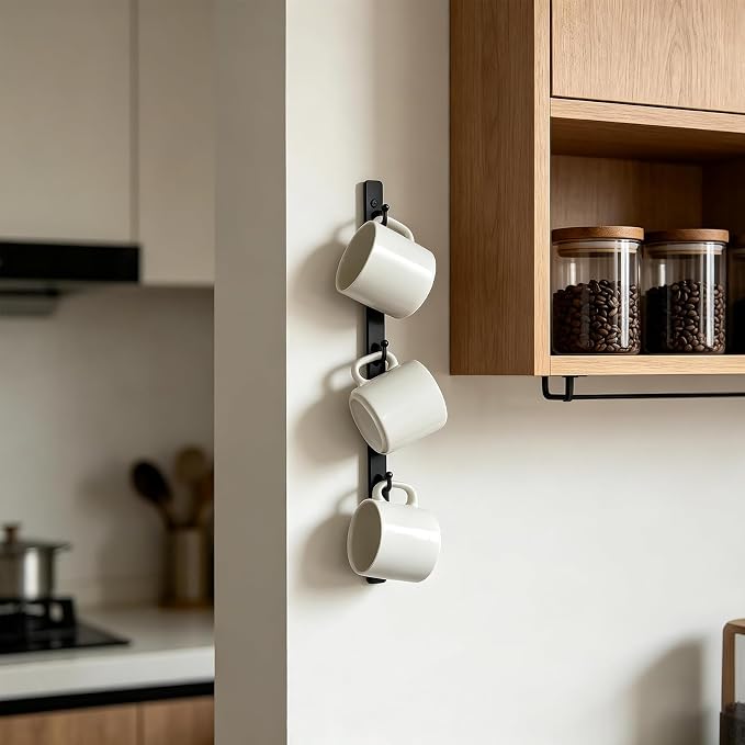 Yohsnor Coffee Mug Shelf for Wall – Premium Iron Wall-Mounted Coffee Cup Rack - Image 5