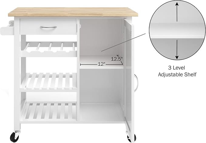 Kitchen Island with Towel Rack and Shelves - Image 3