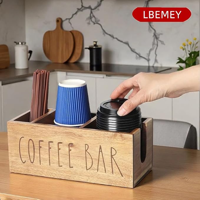Acacia Wood Station Organizer, Coffee Station Organizer - Image 6
