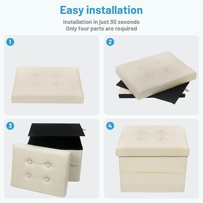 Bsketa Storage Ottoman Foot Rest Stool, Small Leather Storage Ottomans Bench - Image 4