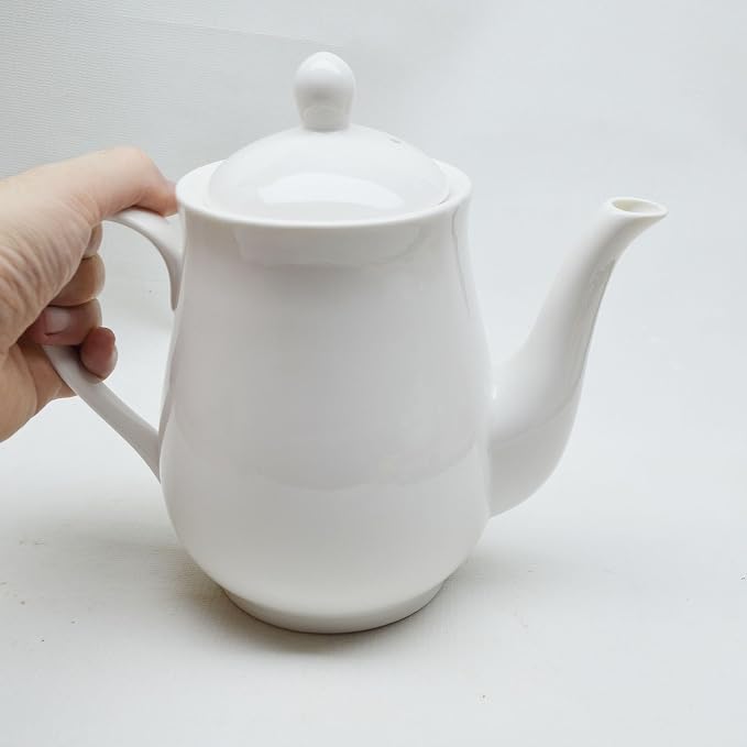 White Porcelain Teapot, Big Tea Pot Coffee Tea Water Pot Vintage Ceramic - Image 3