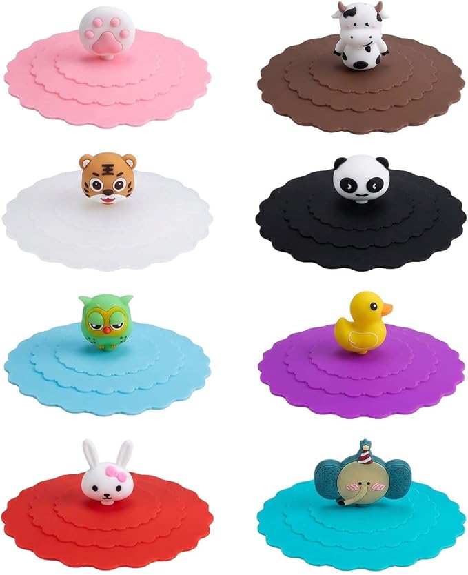 8 Pcs Silicone Cup Covers, Colorful Anti-Dust Coffee Cup Lid Covers by Unknown