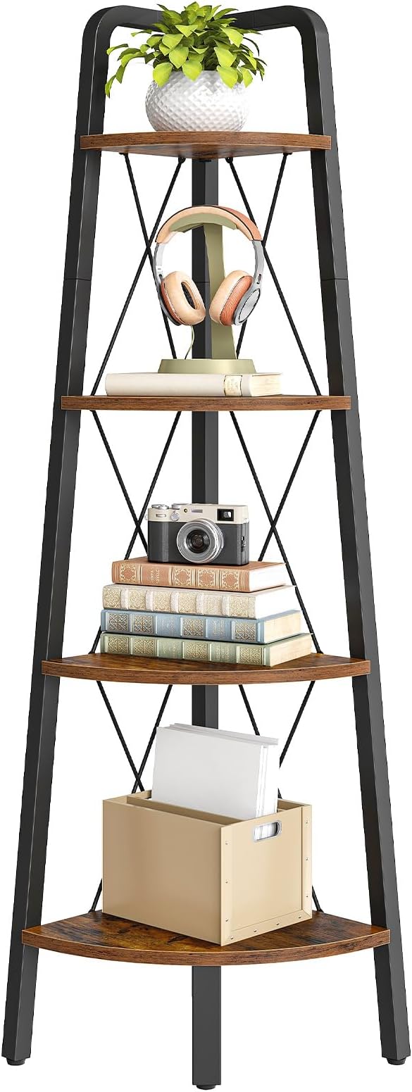 HOOBRO Corner Shelf, 4-Tier Corner Shelf Stand, 53.5" Tall Ladder Bookshelf by HOOBRO