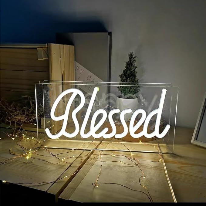 Blessed Neon Signs for Countertop, LED Blessed Neon Lights Marquee Letter - Image 2