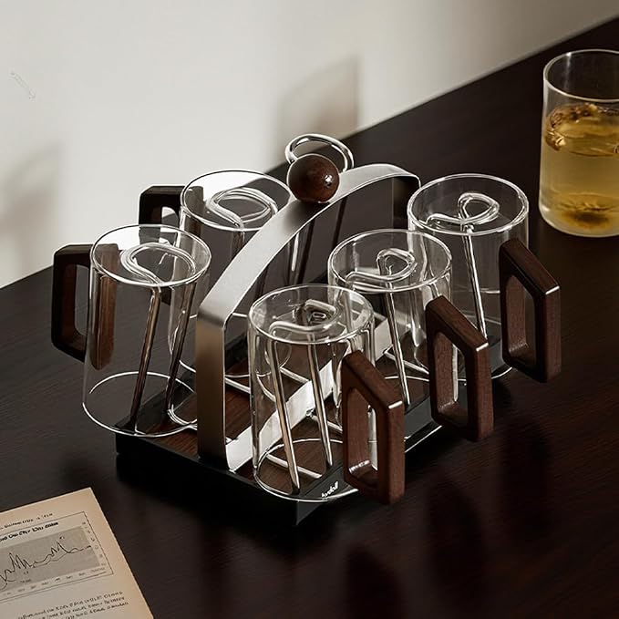 Stainless Steel 6 Cups Mug Holder Drying Rack Stand Drinking Glass Cup Holder - Image 6