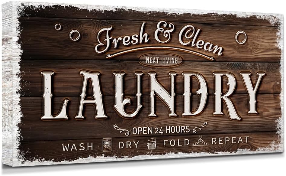 IPIC - Laundry Room Decor, Rustic Canvas Wall Art Print on Acid-Free Cotton by IPIC