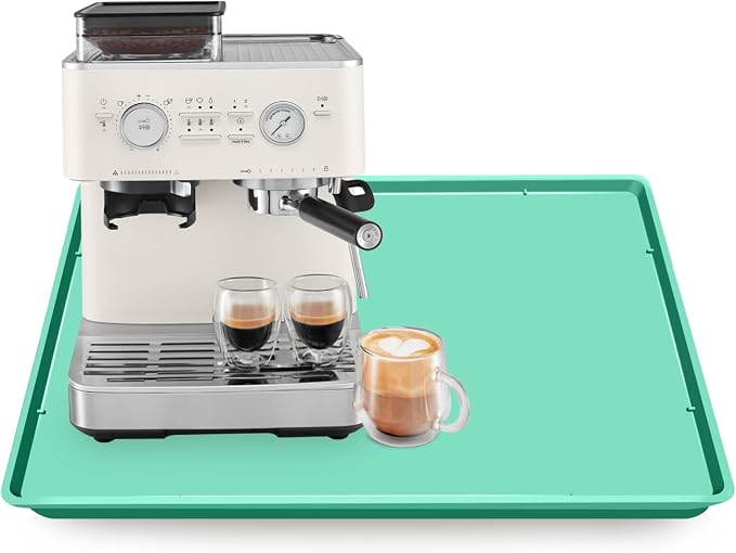 Silicone Coffee Maker Mat with Lip, 19.7'' x 15'' Heavy Duty Coffee Maker Mat by TOHONFOO