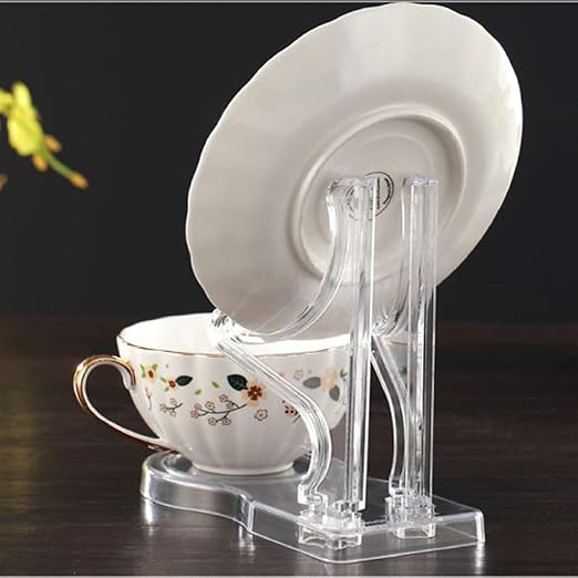 Acrylic Tea Cup and Saucer Display Stands Coffee Teacups Shelf Display Rack - Image 2