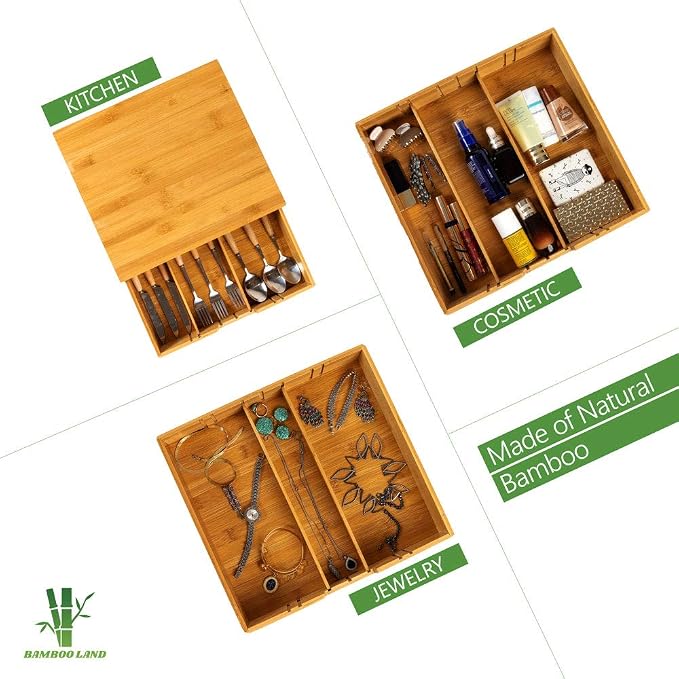 Bamboo Land- Bamboo K Cup Holder, 4 Adjustable Dividers, 36 K Cup Pod Storage - Image 6