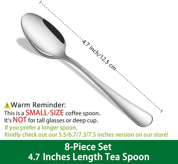 DEHOV 4.7 Inch Tea & Coffee Spoons, Dishwasher Safe Small Spoon - Image 2