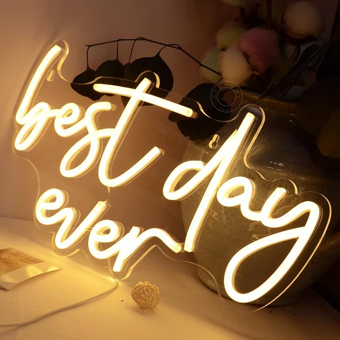 SYLHOME Best Day Ever LED Neon Light Up Sign USB Bedroom Living Room Bar Club - Image 5