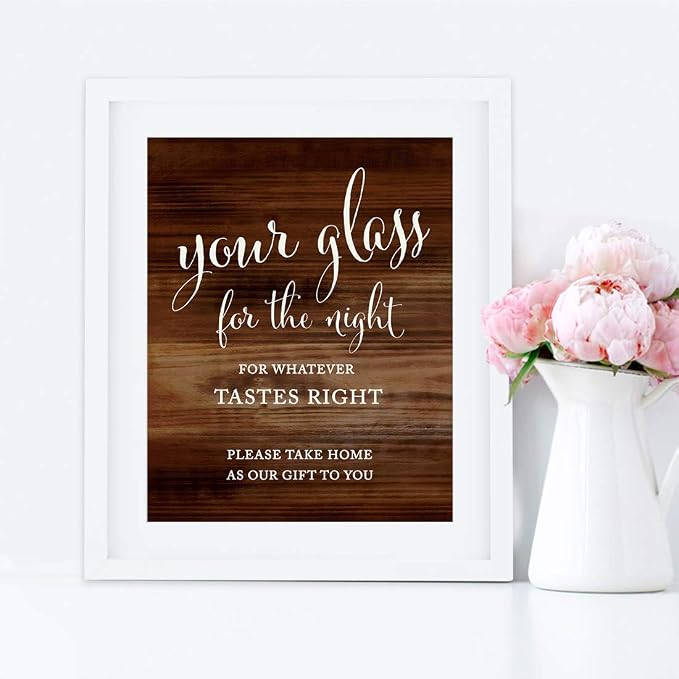 Andaz Press Wedding Party Signs, Rustic Wood Print, 8.5x11-inch, Your Glass - Image 5