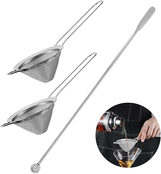 Cocktail Strainer Set, 2 Pack Stainless Steel Fine Mesh Bar Strainers - Image 3
