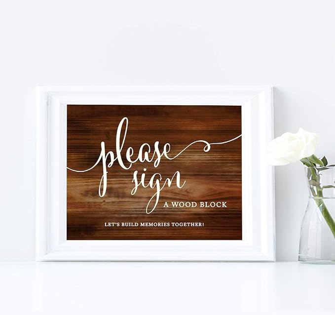 Andaz Press Wedding Party Signs, Rustic Wood Print, 8.5x11-inch, Please Sign a - Image 3