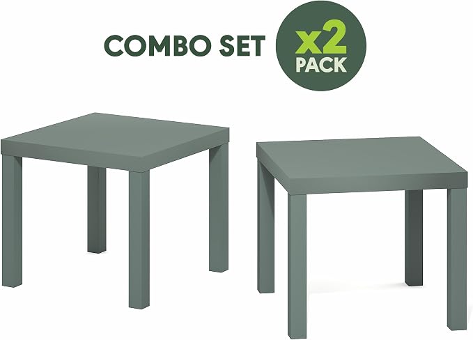 Furinno Classic Side Table Set of 2, Square Modern End Table - Image 6