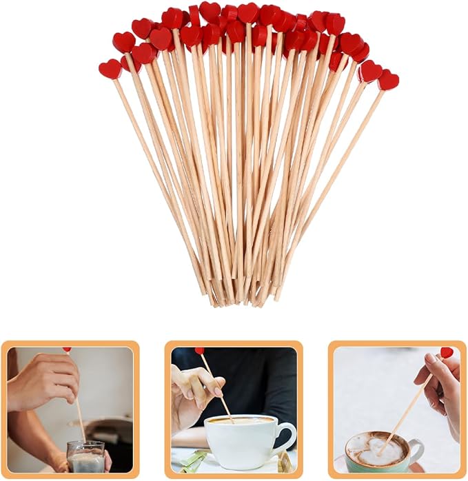 LIFKOME 200pcs Valentine Drink Garnish Wooden Stir Sticks Honey Stick Espresso - Image 7