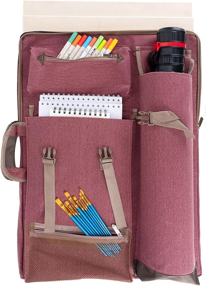 TRANSON Art Portfolio Case Artist Backpack Canvas Bag Large 26” x 19.5” - Image 3