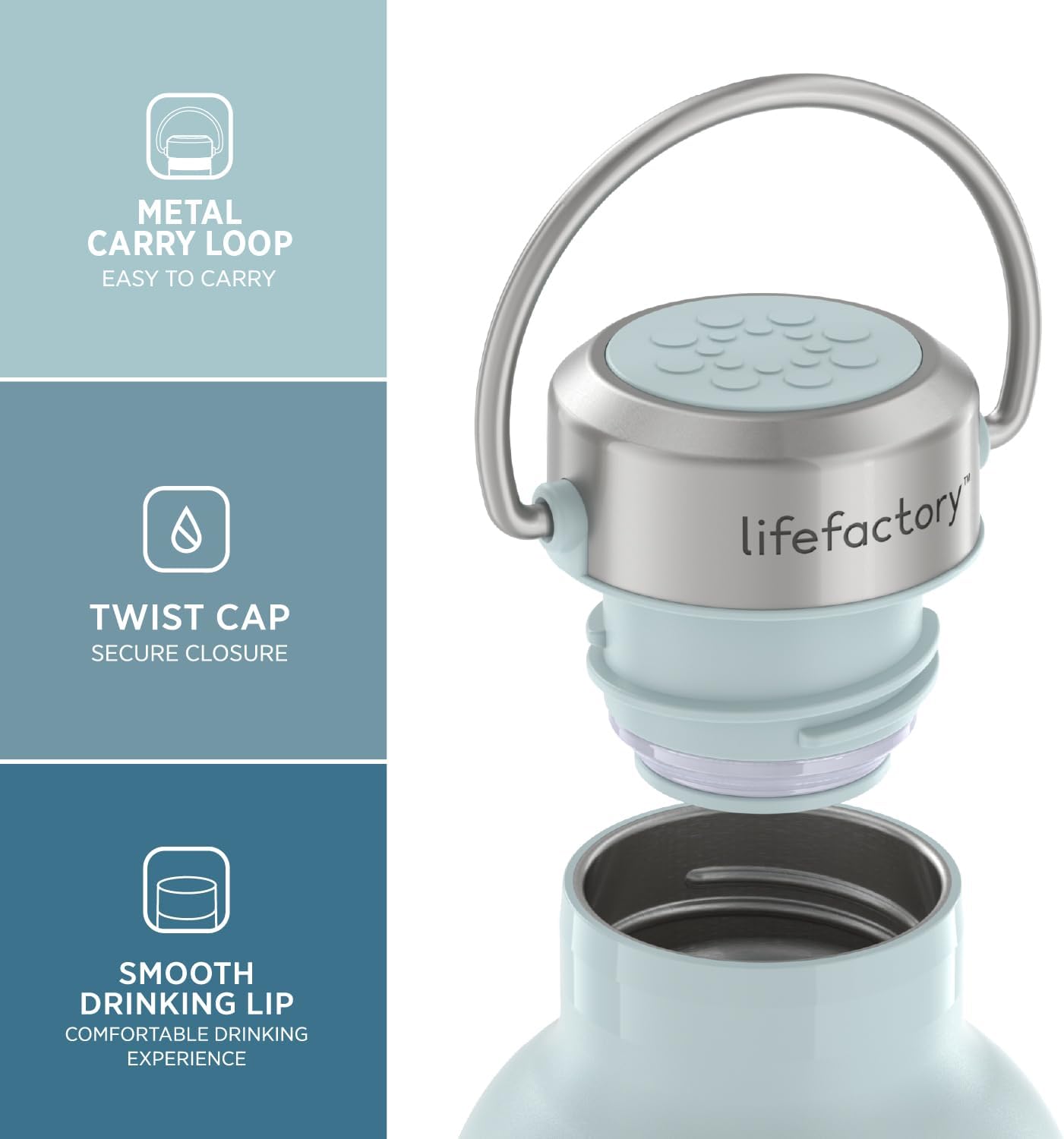 Lifefactory 32-Ounce Stainless Steel Vacuum-Insulated Sport Bottle, Mint