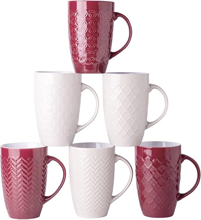 AmorArc Large Coffee Mugs Set of 6, 20oz Ceramic Tall Coffee Mugs Set by AmorArc