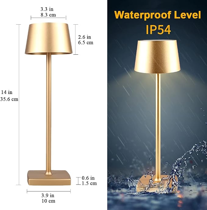 Cordless Table Lamp, 6000mAh Rechargeable Battery, IP54 Waterproof, Aluminum - Image 6