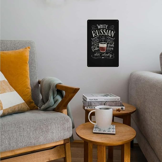 Aluminum 8X12in Sign White Russian Cocktail Recipe Wall Art Vintage Chalkboard - Image 6