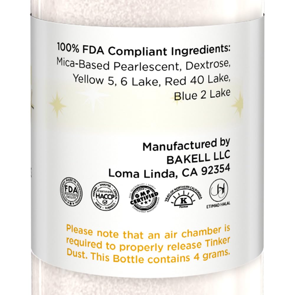 Bakell - Ivory Tinker Dust (4g, 1x Mini Spray Pump) Edible Glitter for Food, Desserts, and Beverages!