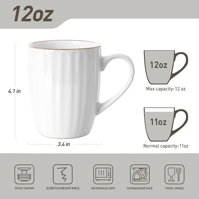 famiware Coffee Mugs Sets for 6, 12 oz Mug Set, Coffee Cups - Image 3