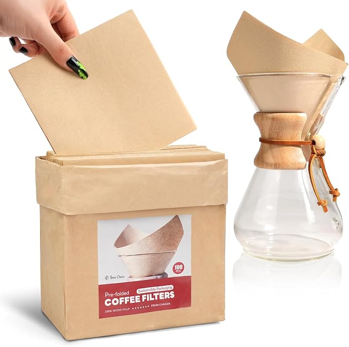 100ct Pre-folded Unbleached Cone Coffee Filters, Upgraded 30% Thicker Natural by Unknown