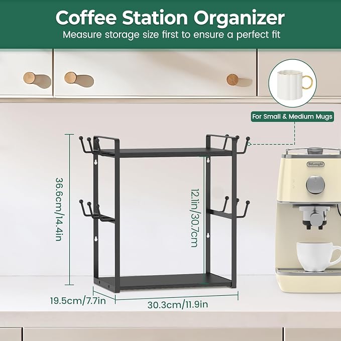 EsLuker.ly 2 Tier Coffee Mug Holder Station Bar Organizer Countertop, Mug Cup - Image 2