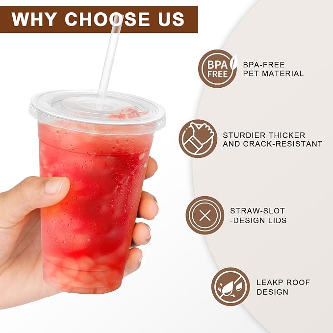 Lamosi 100 Pack 16 OZ Clear Plastic Cups - Image 3