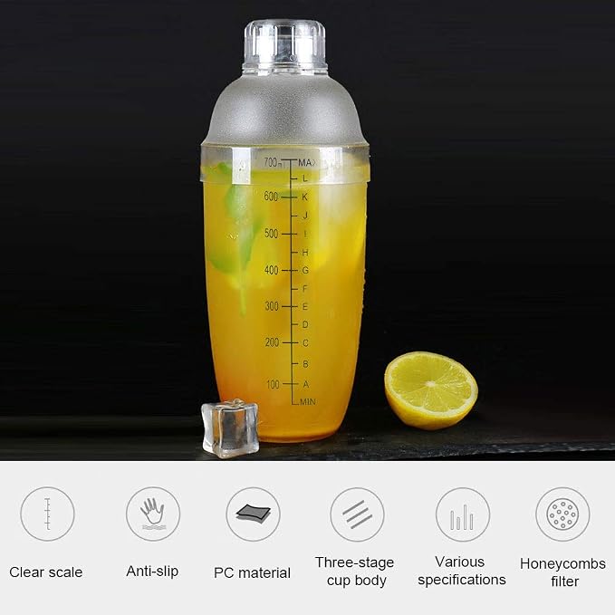 Cocktail Shaker, Plastic Clear Drink Shaker Cup Ice Tea Wine Mixer Bottle - Image 8