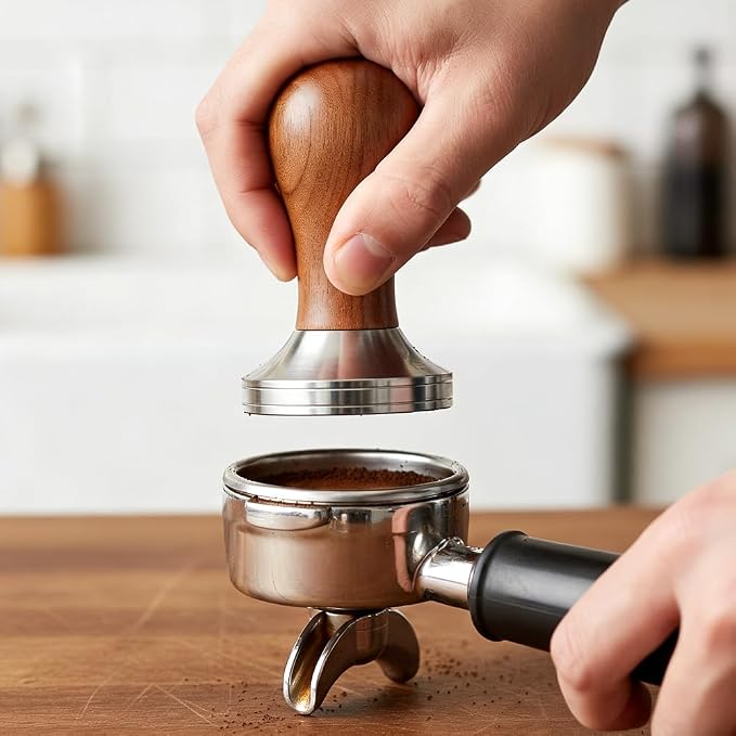 51mm Espresso Tamper Kit, Hard Wood Handle Coffee Tamper - Image 3
