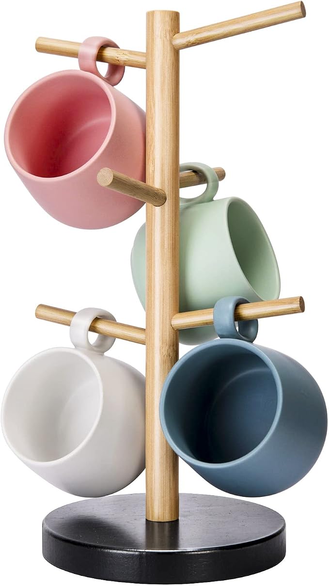 Wisuce Bamboo Mug Holder Tree, Thicker Base Coffee Cup Holder Stand by Wisuce