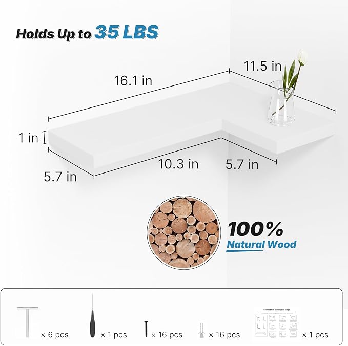 NATURE'S SOURCE Floating Corner Shelves - Image 3