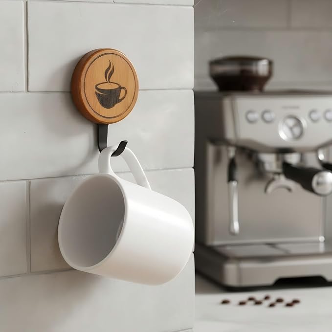 3PCS Bamboo Wall Mounted Coffee Mug Holder， - Image 7