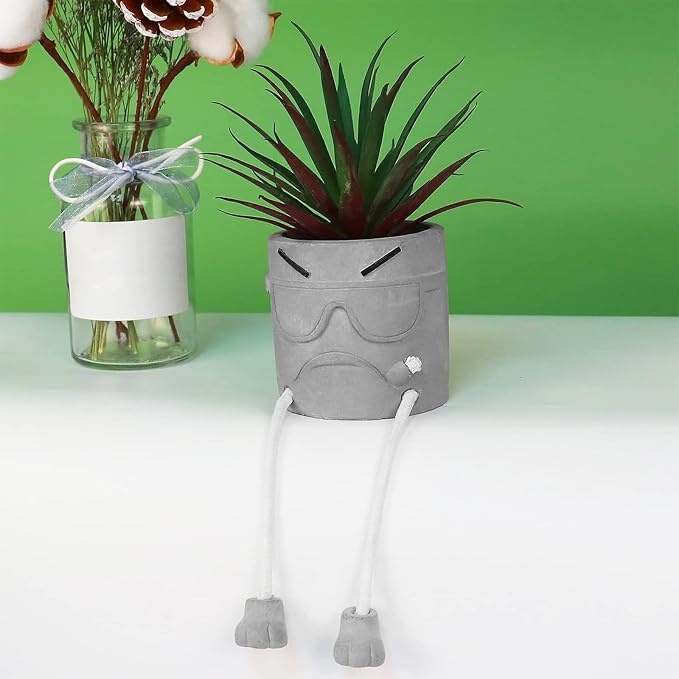 Zerzsy Artificial Succulents Plants in Cement Pots - Image 4