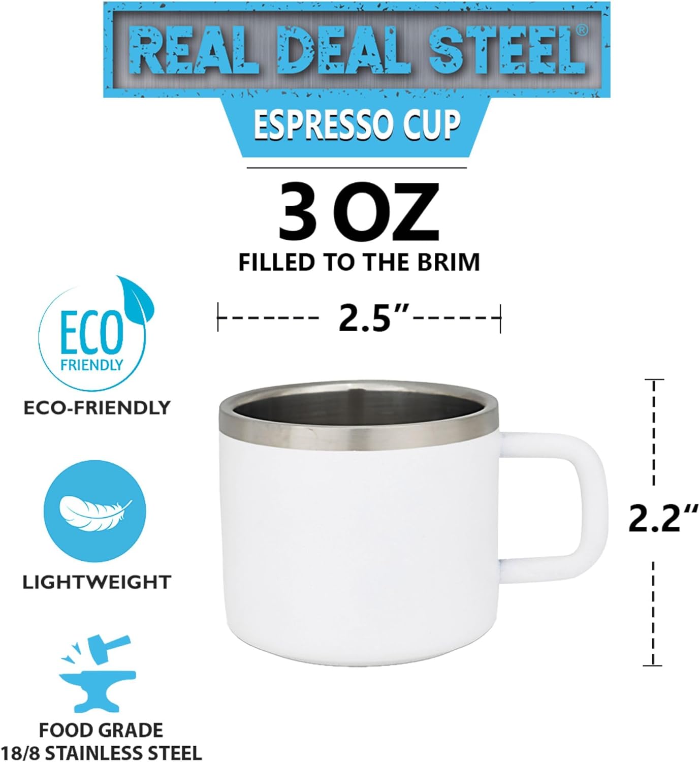 "Little Sipper 3 oz Insulated Espresso Cups - Premium Double Wall Set of 4 Demitasse