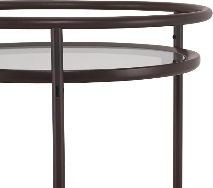 GDFStudio Modern Coffee Brown Round Bar Cart - Image 7