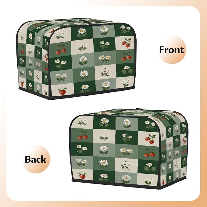 Flower Fruit Strawberry Toaster Cover 4 Slice Wide Slot Washable Appliance - Image 3