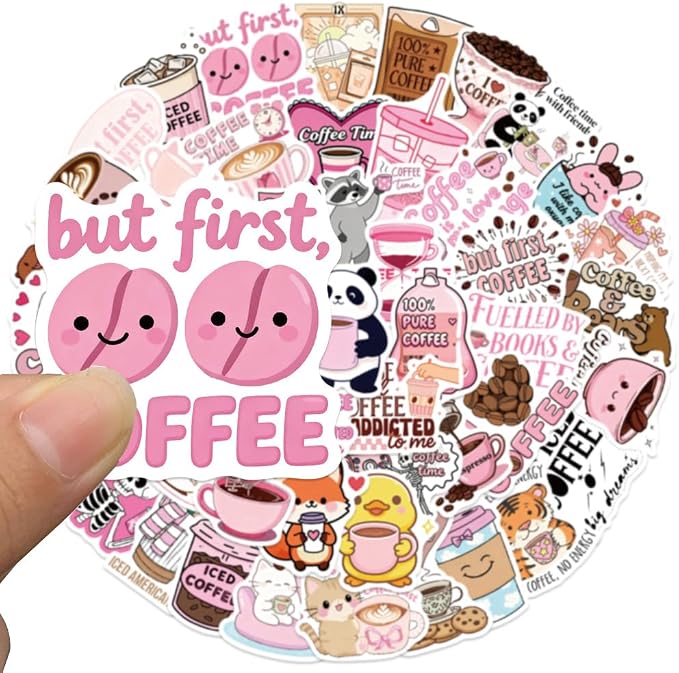 Funny Love Coffee Waterproof Stickers - Image 2