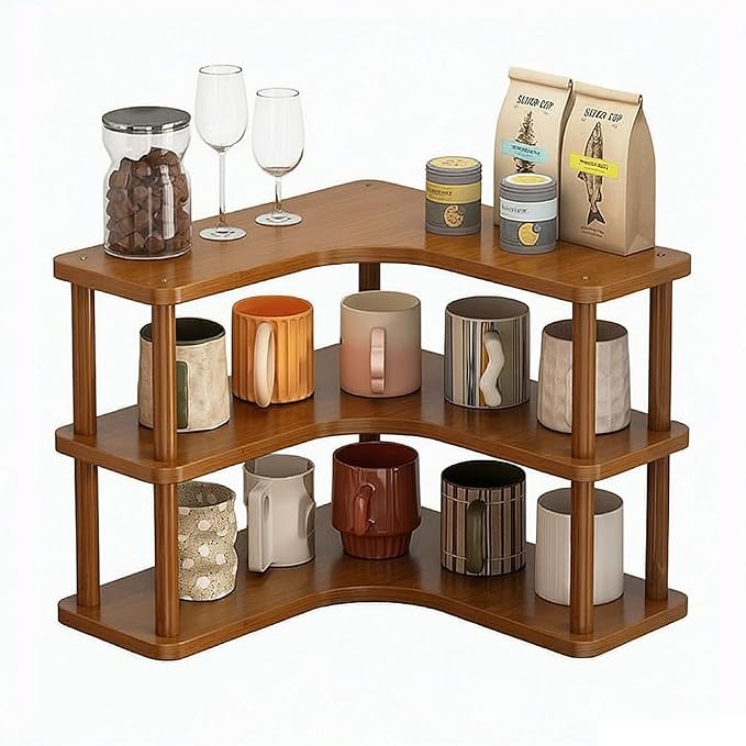 3-tier Kitchen countertop corner spice rack, household Cupboard Cabinet coffee by Unknown