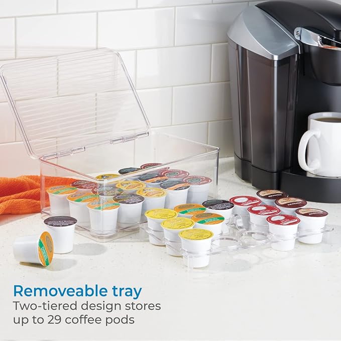 iDesign 2-Tier Coffee Pod Holder Lidded Bin, Plastic Pantry and Kitchen Storage - Image 3