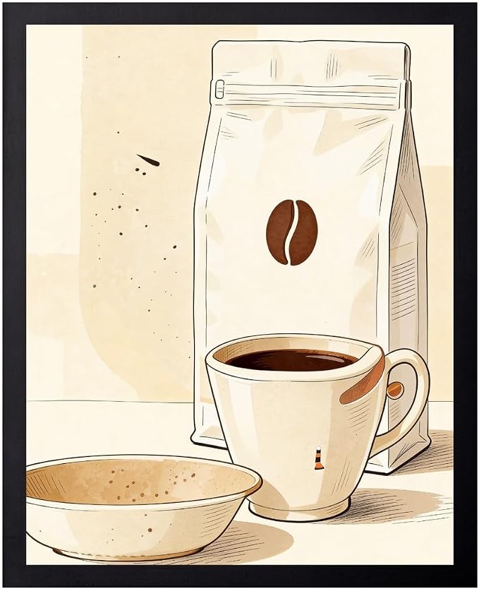 Lawrence Williams Designs Coffee Cup and Beans Poster by LawrenceWilliamsDesigns