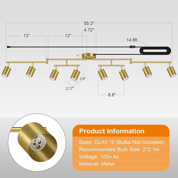 Plug in Track Lighting LED, Track Lighting Fixtures Ceiling, Plug in Wall Light - Image 4