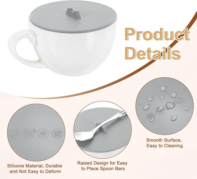 uxcell Silicone Cup Lids, Reusable Anti-Dust Tight Seal Silicone Mugs Cover - Image 3