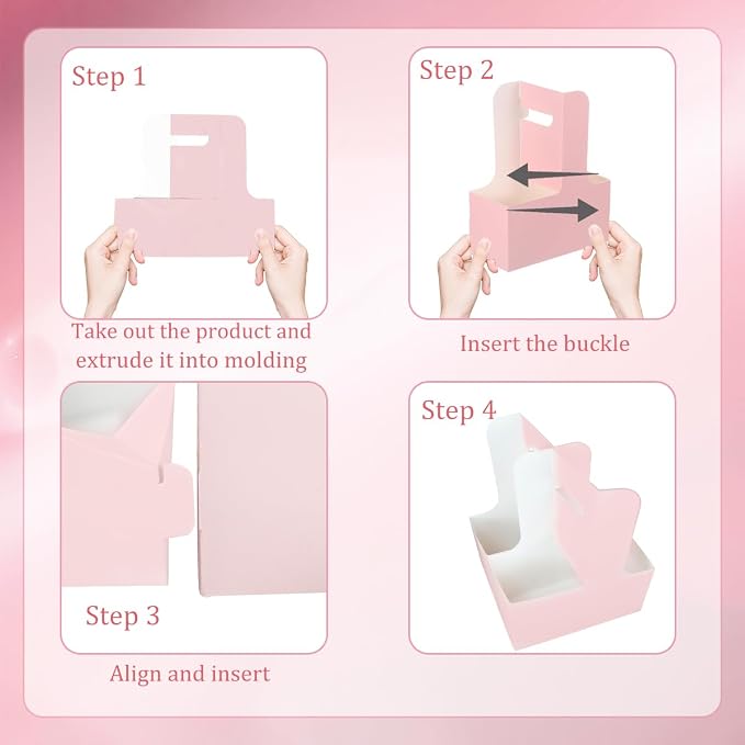Cunguv Drink Carrier with Handle Cup Coffee Holder Sturdy Beverage Carriers Pink - Image 5
