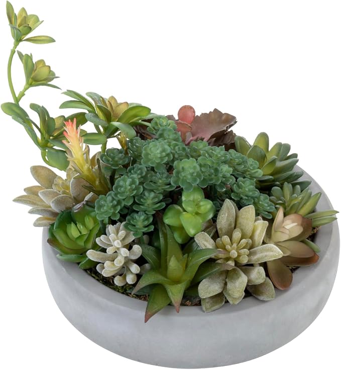 MyGift Assorted Indoor Fake Plants Artificial Succulent Arrangement in Round by MyGiftHome