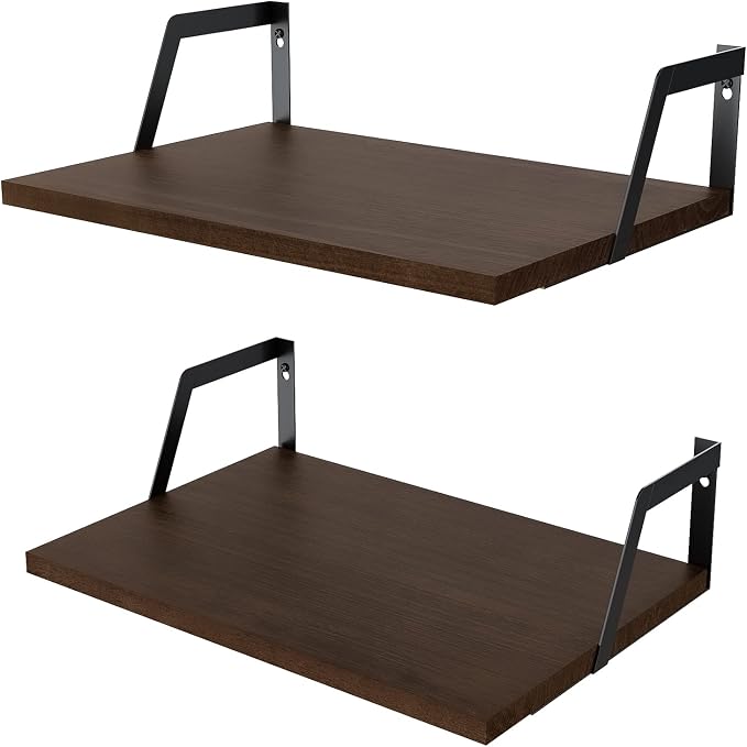 SRIWATANA Floating Shelves Wall Mounted Set of 2 Rustic Wood Shelves by SRIWATANA
